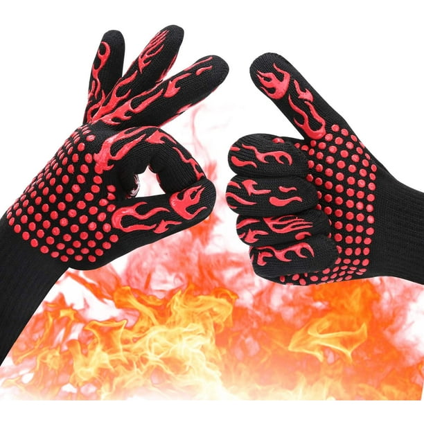 Waterproof Insulated Kitchen Oven Mitts for Men Women BBQ and Baking Heat Resistant Grilling Gloves for Cooking Silicone Cooking Gloves BBQ Gloves 1 Pair Barbecue Non-Slip Potholders